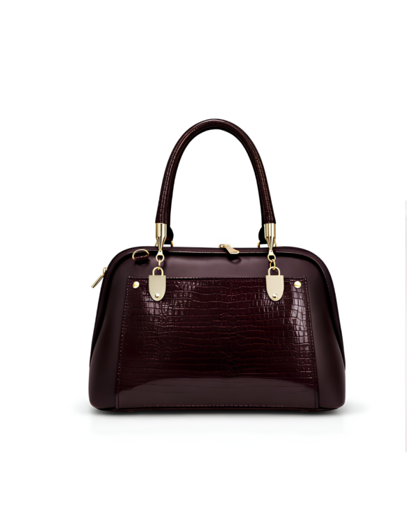 Crimson Croc Handbag - Coffee Brown