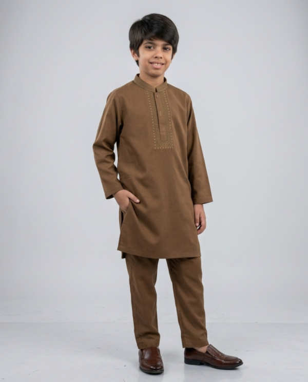 Lawn Emb Kurta - Brown