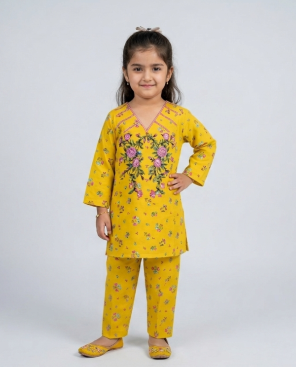 Print Emb Suit - Yellow