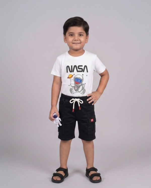 6 Pockets Jeans Shorts - Black