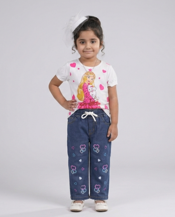 Jeans Pent EMB Heart- Blue