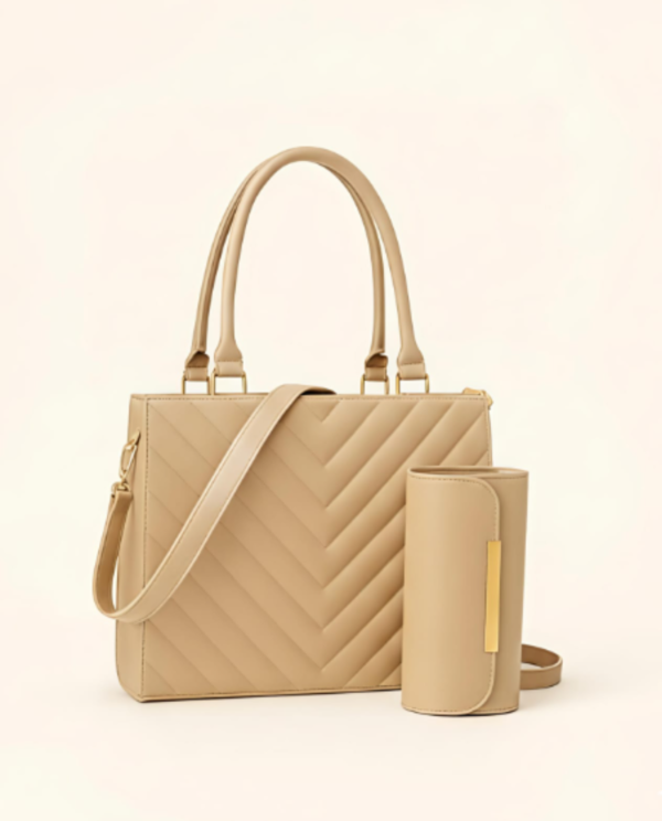 Chevron Tote - Beige