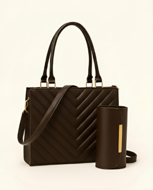 Chevron Tote - Brown