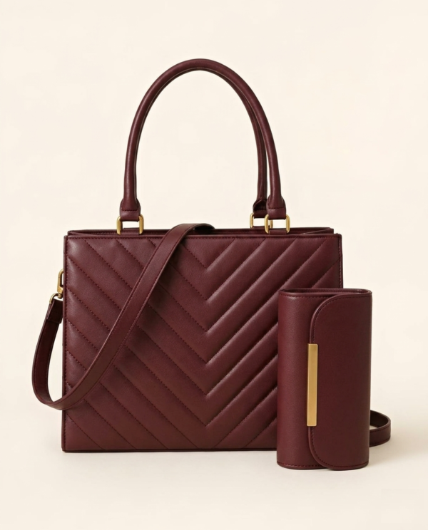Chevron Tote - Maroon