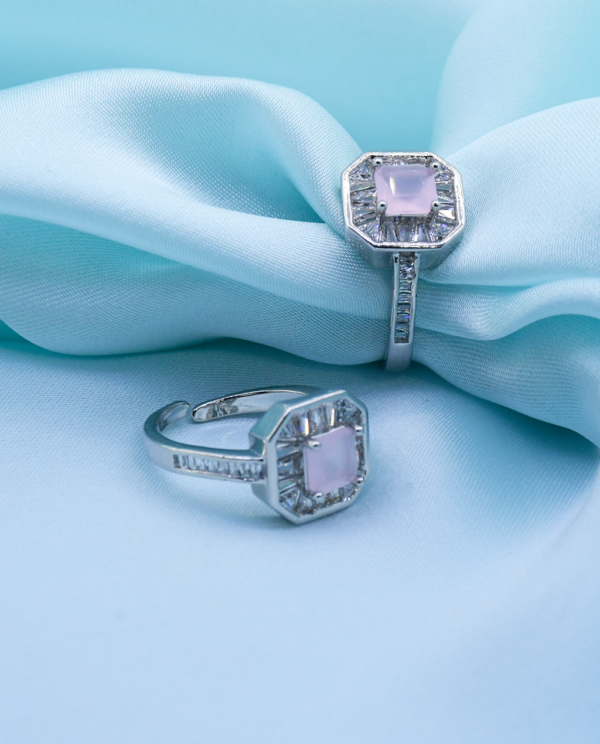 Quartz Octagon Crystal Ring Ocean