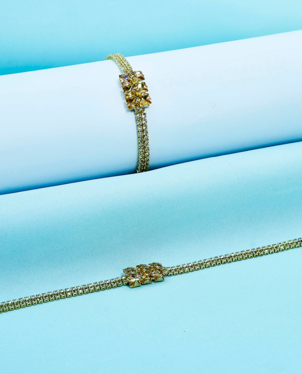 China Gold Chain Crystal Bracelet-Champagne