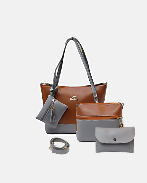 Dream 4 Piece HandBags Set-Gray Chocolate Brown