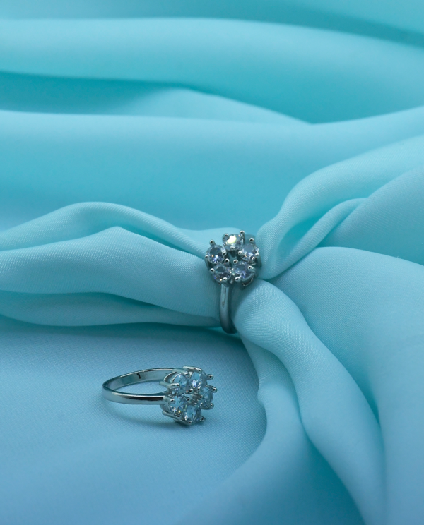 Round Petal cluster Crystal Ring