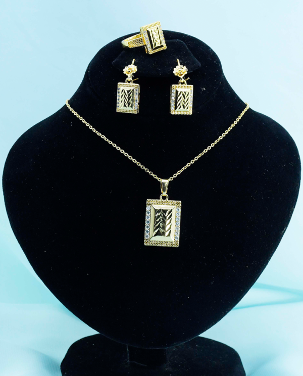 Gold Plated Turquoise Necklace Set-White