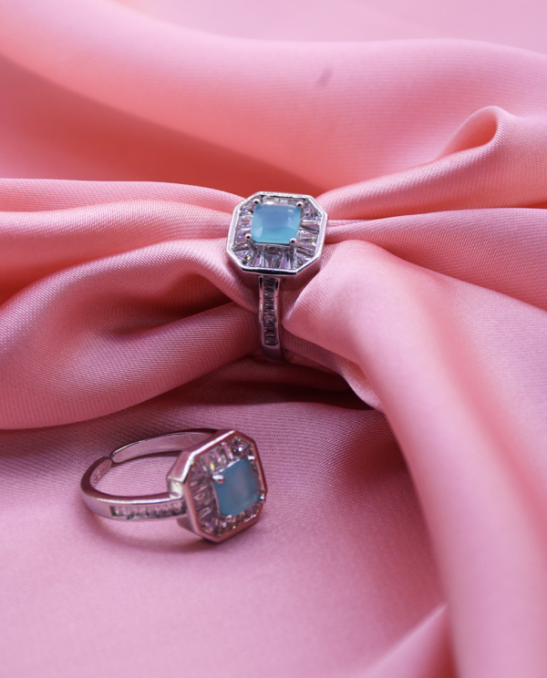 Quartz Octagon Crystal Ring Black