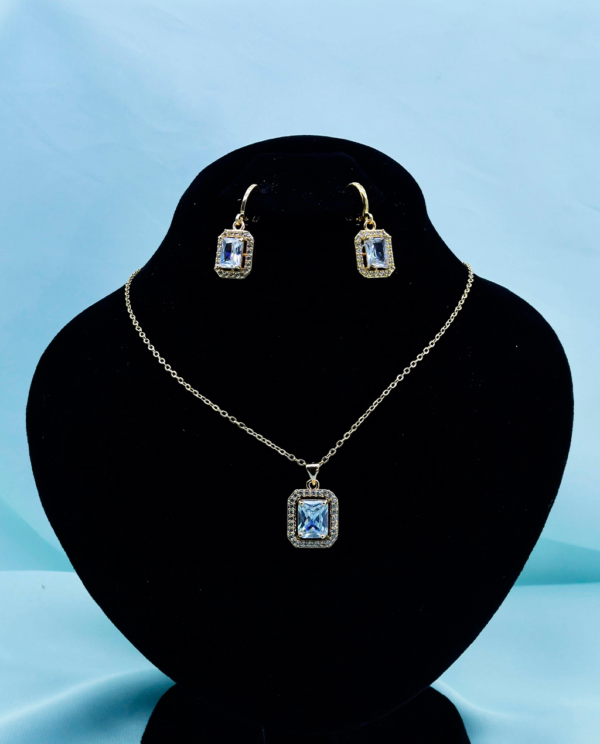 American Crystal Necklace Set-Gold Plated-White