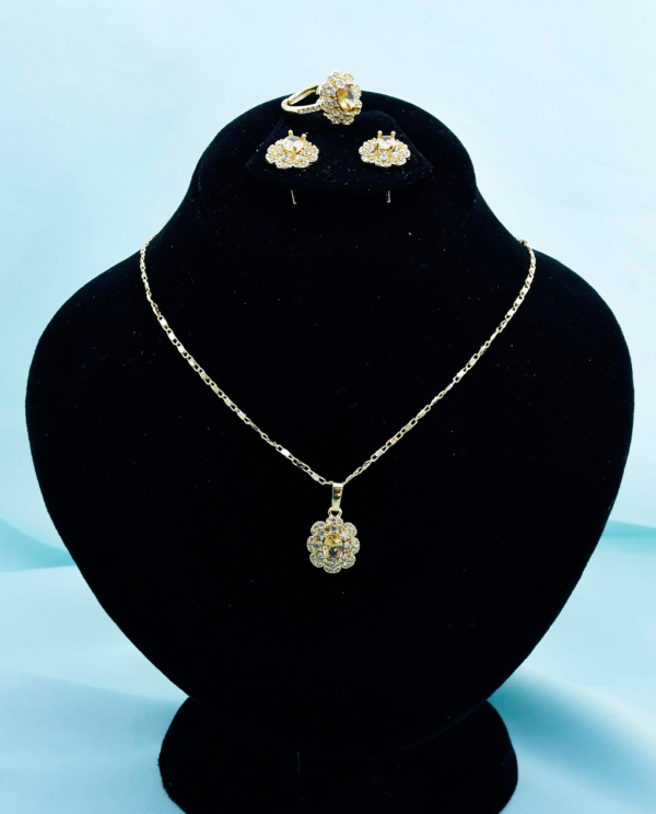 Gold Plated Crystal Eye Necklace Set