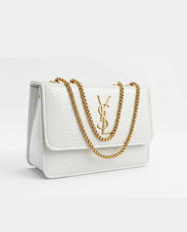 Ivory Croc Crossbody - White