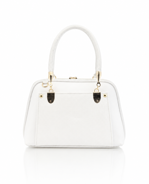 Crimson Croc Handbag - White
