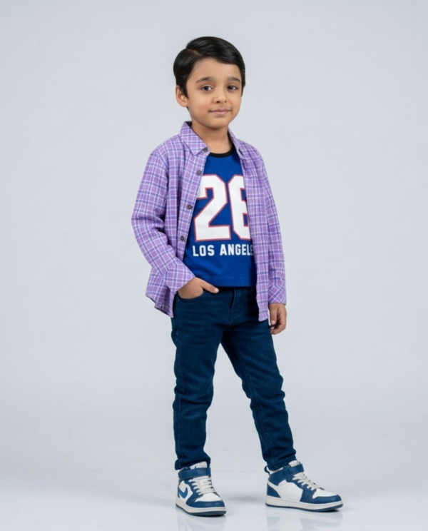 Check Double Shirt - Purple